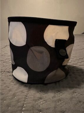 Thirty One Polka Dot Canvas Mini Bucket Organizer Basket - Black & White